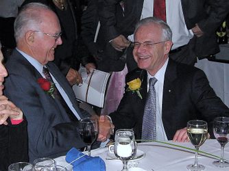 Laughing with Gordon Moore, IEEE Medal of Honor recipient, at the 2008 Honors Ceremony.