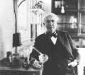 Edison with light bulb