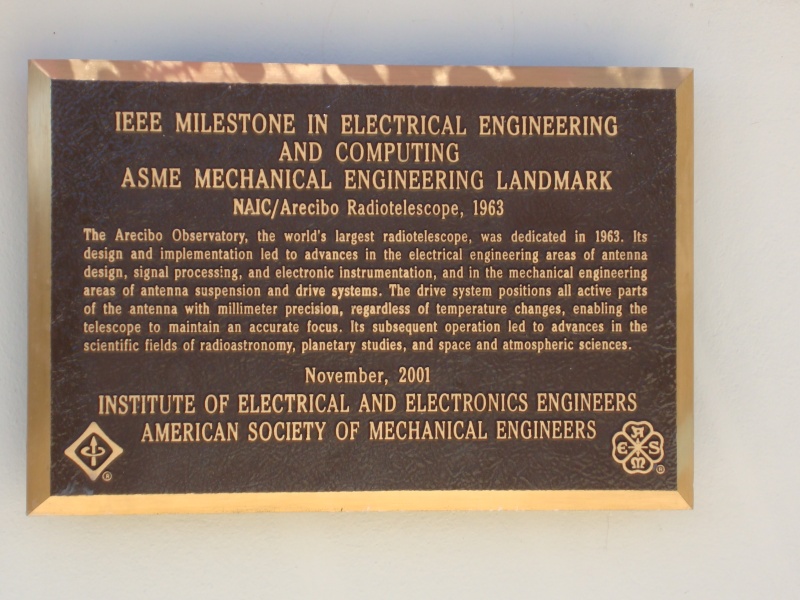File:IEEE - Milestone - Bronze Plate On-site - Arecibo Radio telescope.JPG