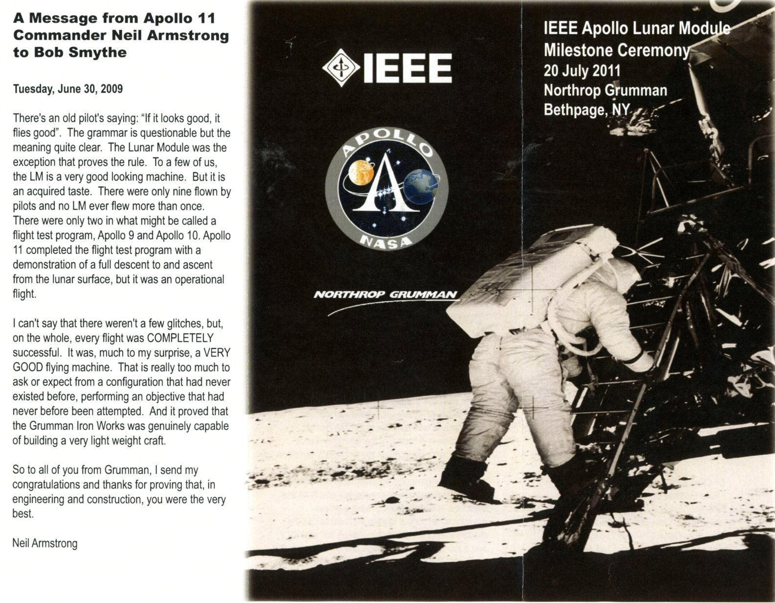 Lunar Module ceremony brochure 1