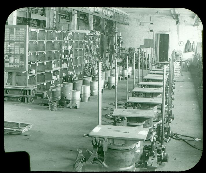 File:786 - Assembly Line Showing Ten Moulding Machines About Completed - Tabor mfg. co.jpg