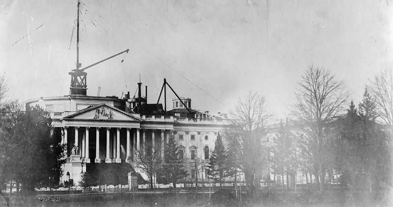 File:Old photograph East Front of Capitol Dome under Construction.jpg