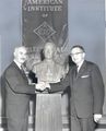 Morris Hooven with the bust of Marconi