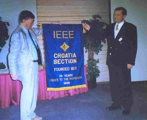 Croatia Section commemorative flag, on the occasion of the 25th anniversary of its establishment, Helsinki, 1996.