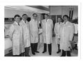 James V. Boone, left, with TRW team responsible for new Rancho Carmel TDRSS factory in California, U.S., c. 1982.