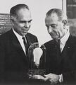 Atomic Energy Commission Chairman Dr. Glenn Seaborg and President Lyndon B. Johnson at the designation of EBR-I as a National Historic Landmark on August 26, 1966