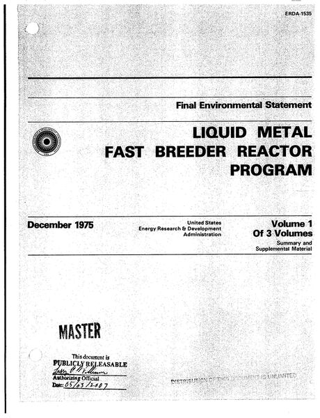 File:ERDA - Fig. 9 Front cover of Final environmental statement. Liquid metal fast breeder reactor program, 1975.jpg