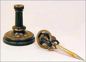 Original model of Edison's patent electric pen, 1875-1876