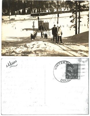 1942? Tow On Beginners Ski Course-Winter Park, Colo. I think this is the Hughes Lift. It was a ‘knockoff’ of a Constam T-bar, except it had a dangerous counterweight, which I call the Carstarphen-Guillotine after is engineer.